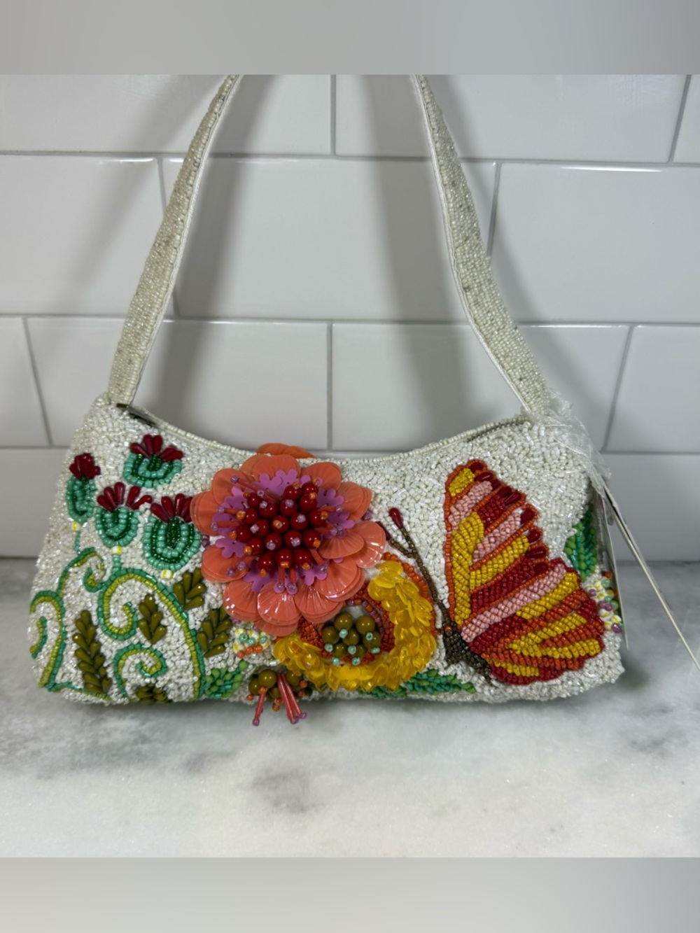 New Release Handcrafted in India Floral Butterfly Beaded Bag Viral TikTok